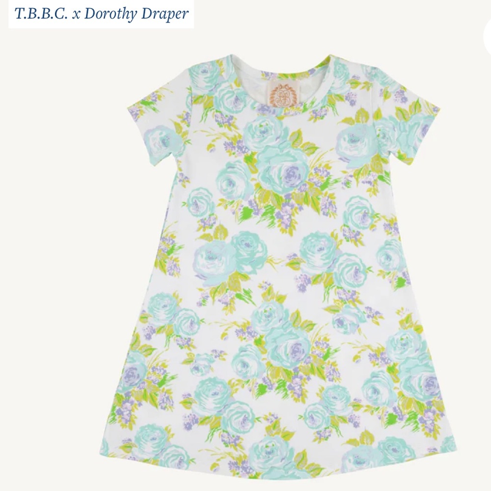 Dorothy Draper x TBBC Polly Play Dress Princess Grace Rose (Blue) Sister 4T or 8
